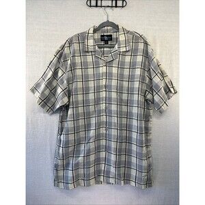 Steve Harvey Celeb Edition Shirt Men 2XL Linen Cotton Plaid Short Sleeve Collar